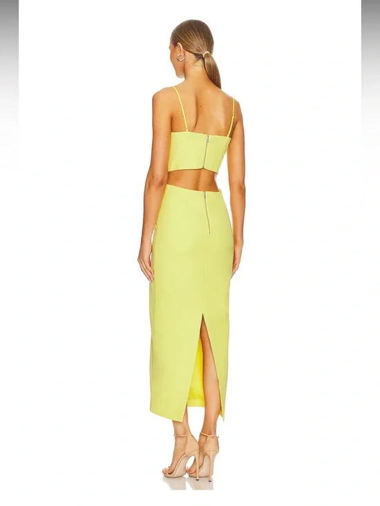 Bardot Lemon Yellow Satin Corset Maxi Dress - Picture 3 of 10